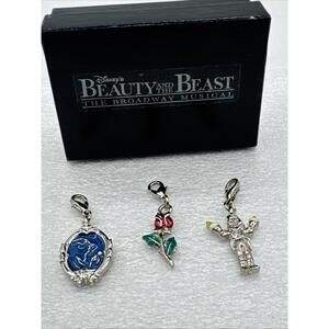 Disney Beauty And The Beast The Broadway Musical 3 Necklace Charms Silver Tone